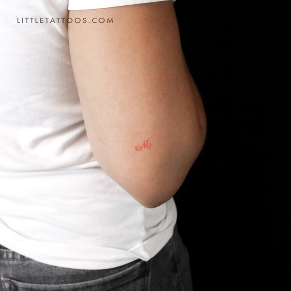 Little Red M Script Temporary Tattoo - Set of 3