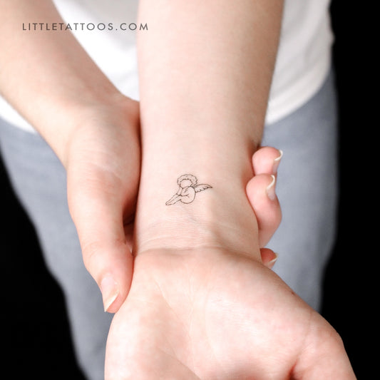 Tatuaje temporal de querubín pequeño sin rostro (juego de 3)