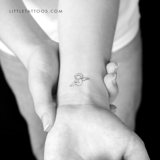 Tatuaje temporal de querubín pequeño sin rostro (juego de 3)