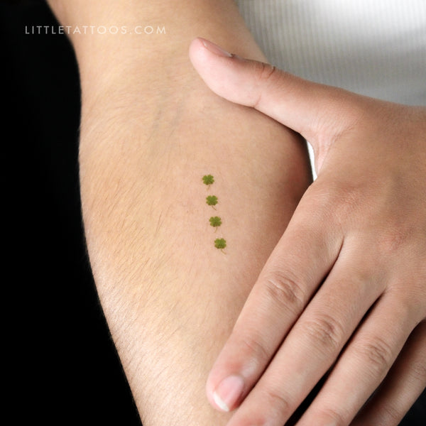 Four Tiny Four Leaf Clovers Temporary Tattoo - Set of 3