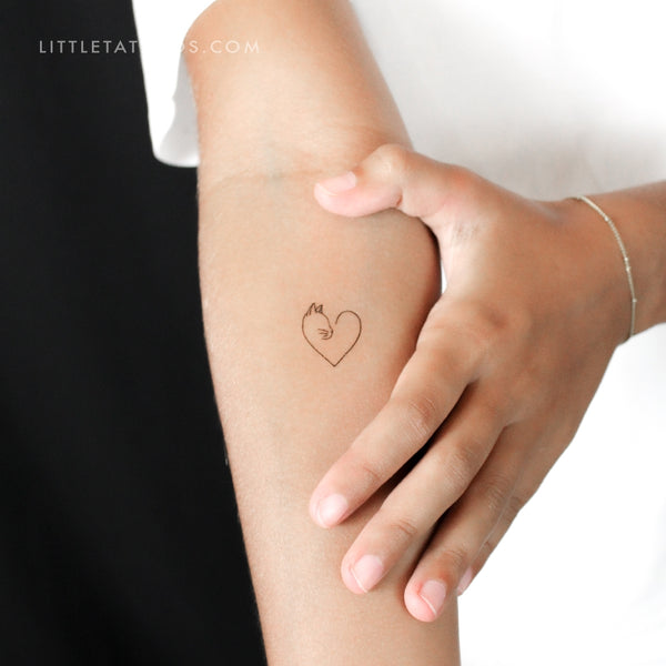 Cat Lover Heart Temporary Tattoo - Set of 3