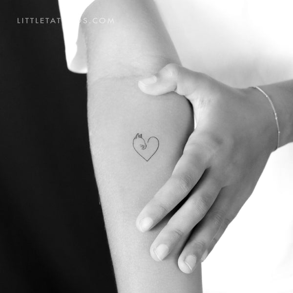 Cat Lover Heart Temporary Tattoo - Set of 3