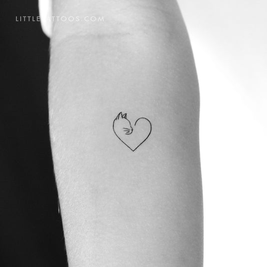 Tatuaje temporal de corazón de amante de los gatos - Juego de 3