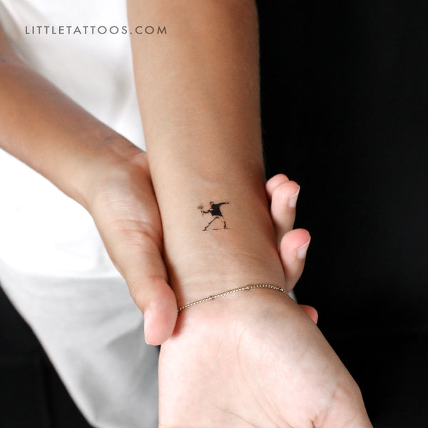 Tiny Flower Thrower Temporary Tattoo - Set of 3