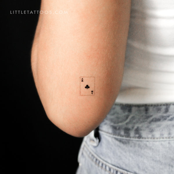 Ace Of Clubs Card Temporary Tattoo - Set of 3
