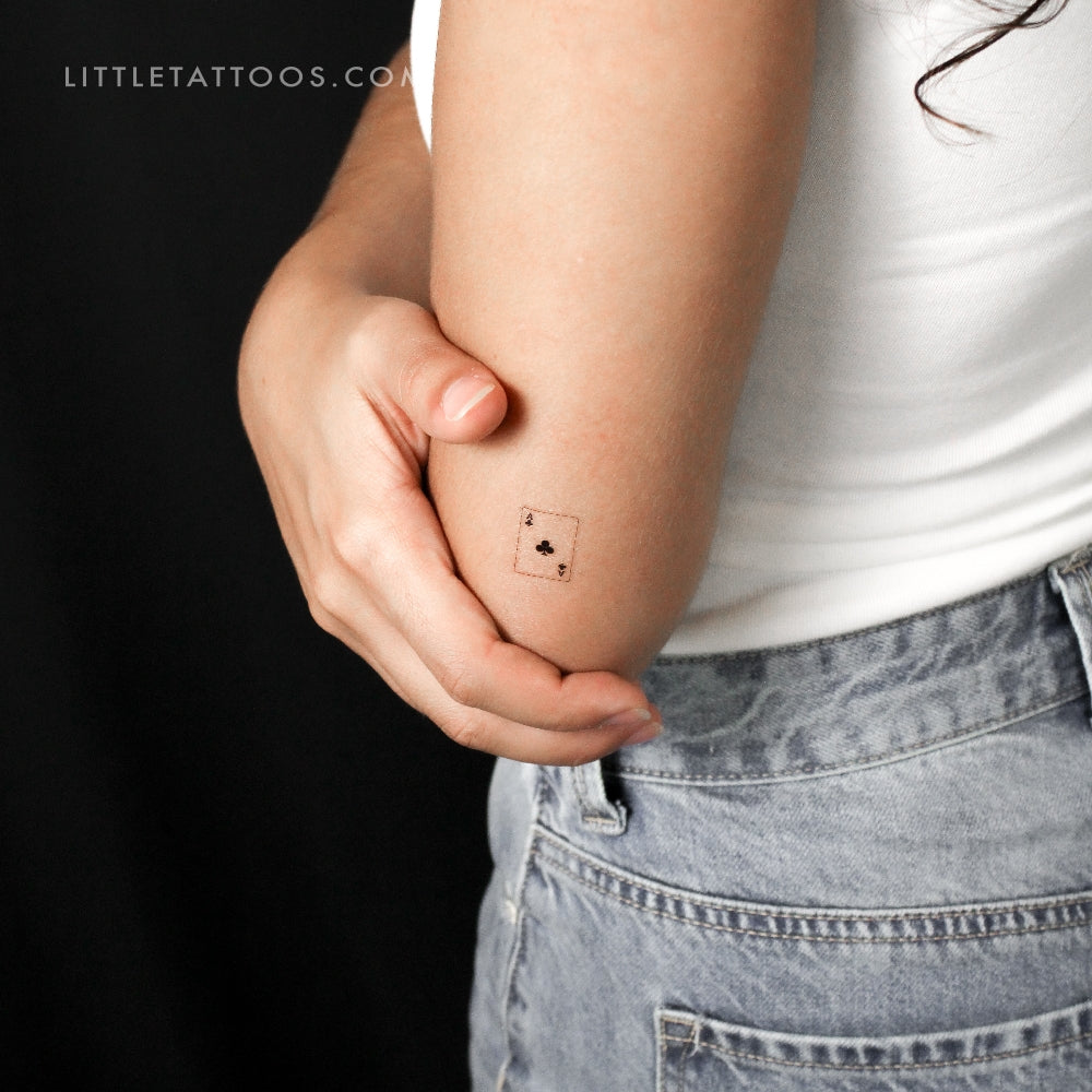 Ace Of Clubs Card Temporary Tattoo - Set of 3