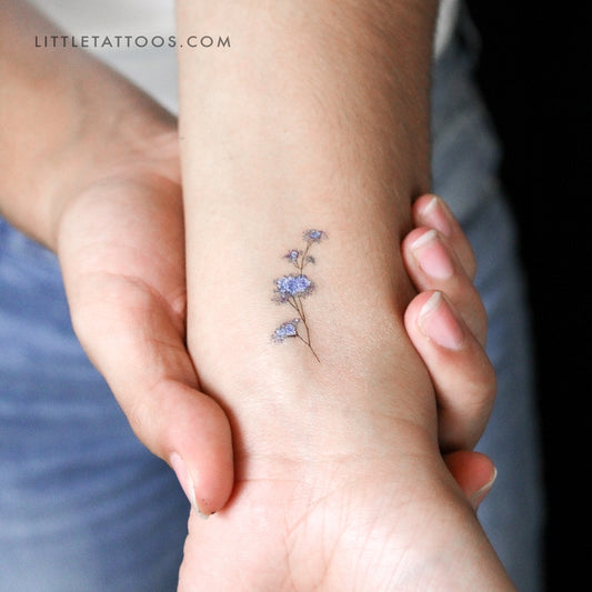 Small Blue Baby's Breath Temporary Tattoo - Set of 3