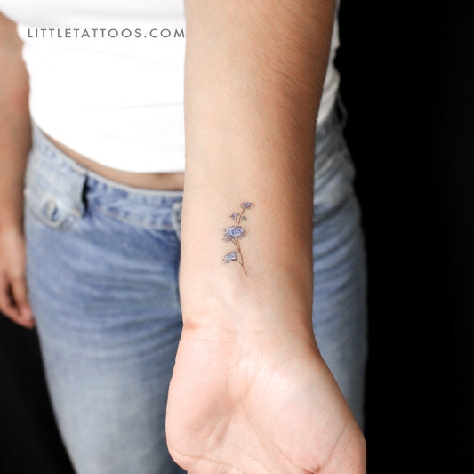 Small Blue Baby's Breath Temporary Tattoo - Set of 3