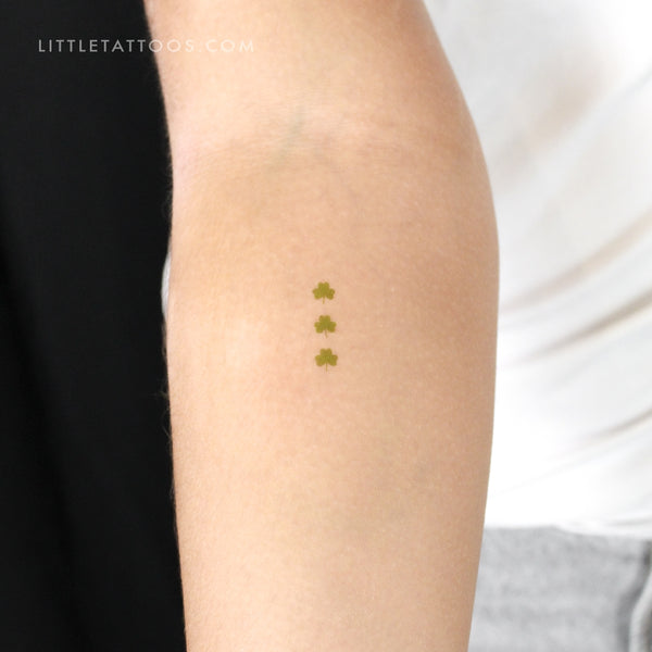 Three Tiny Three Leaf Clovers Temporary Tattoo - Set of 3