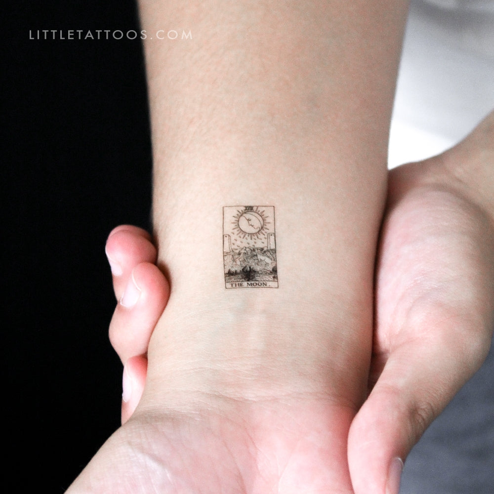 Little The Moon Tarot Card Temporary Tattoo - Set of 3