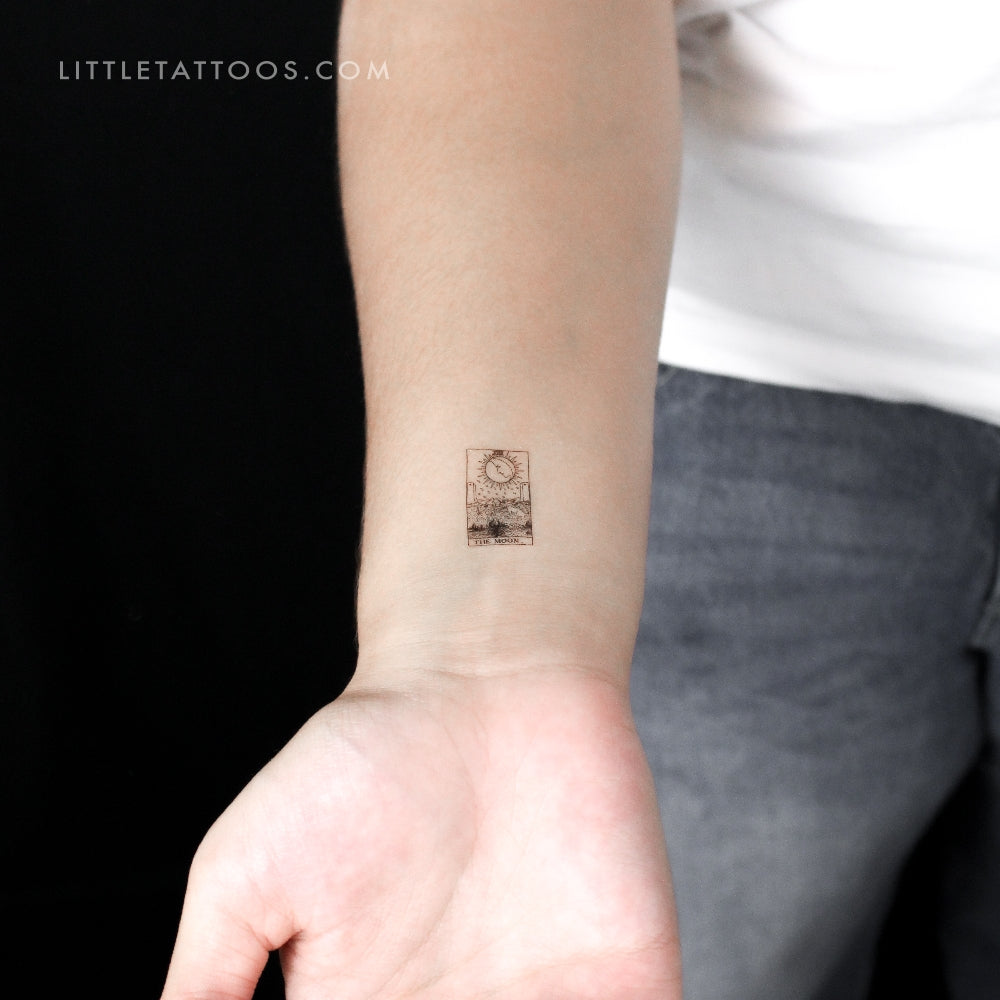 Little The Moon Tarot Card Temporary Tattoo - Set of 3