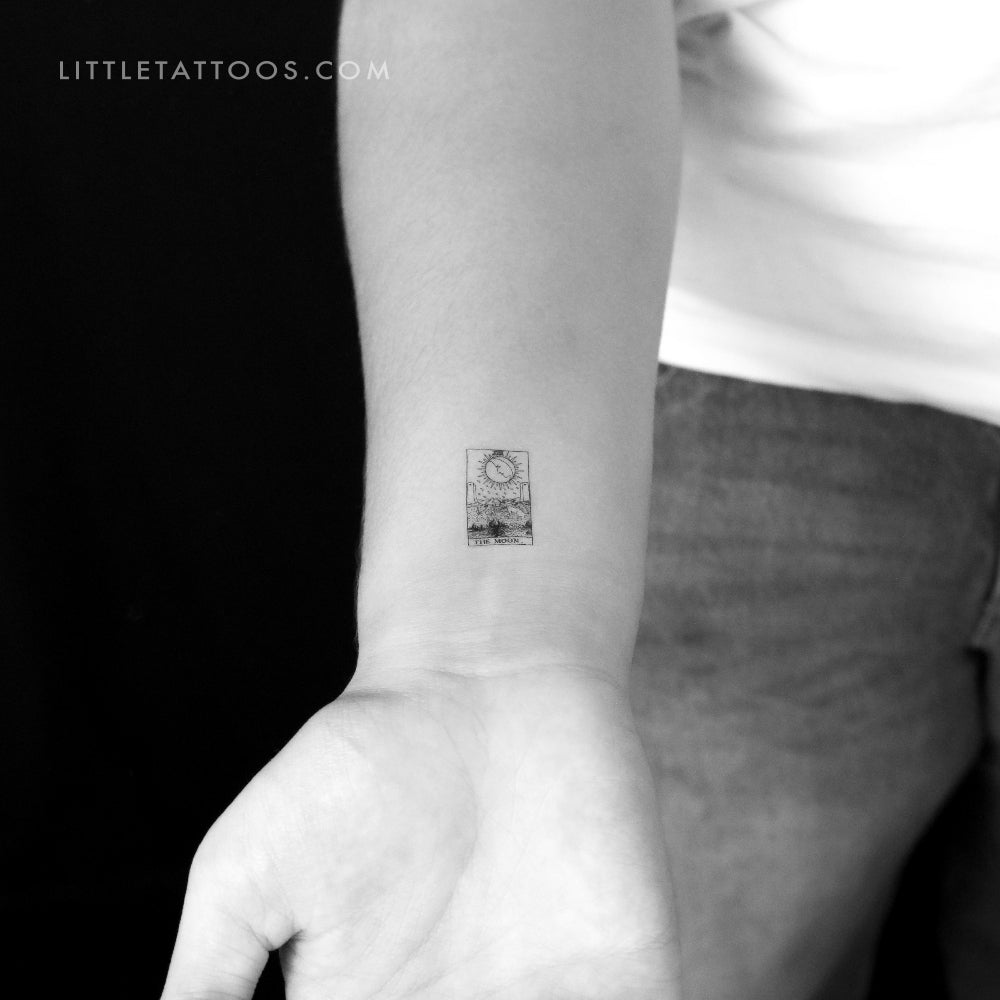 Little The Moon Tarot Card Temporary Tattoo - Set of 3