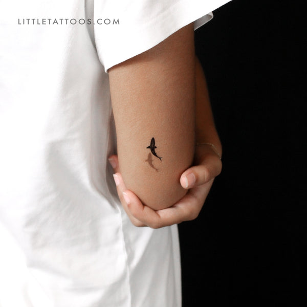 Small Shark And Shadow Temporary Tattoo - Set of 3