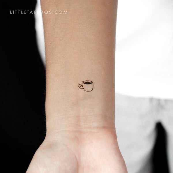 Tiny Coffee Mug Temporary Tattoo - Set of 3