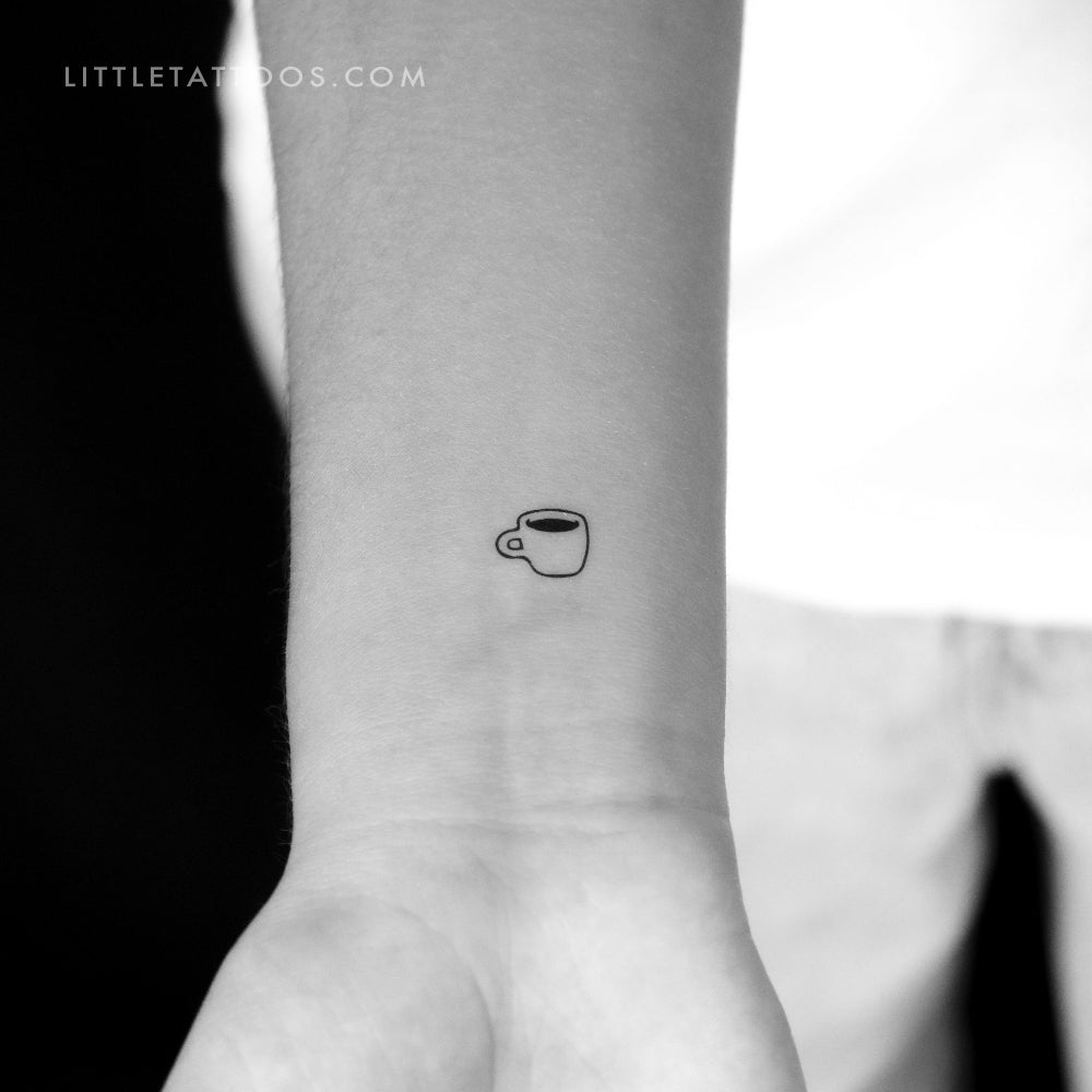 Tiny Coffee Mug Temporary Tattoo - Set of 3