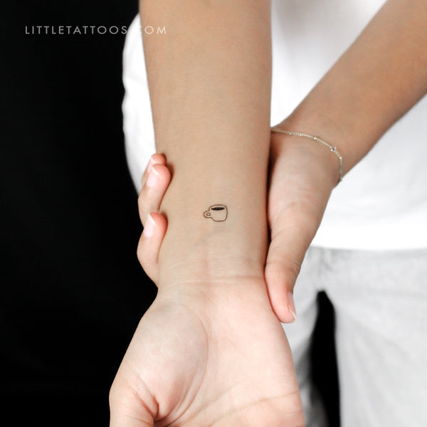 Tiny Coffee Mug Temporary Tattoo - Set of 3