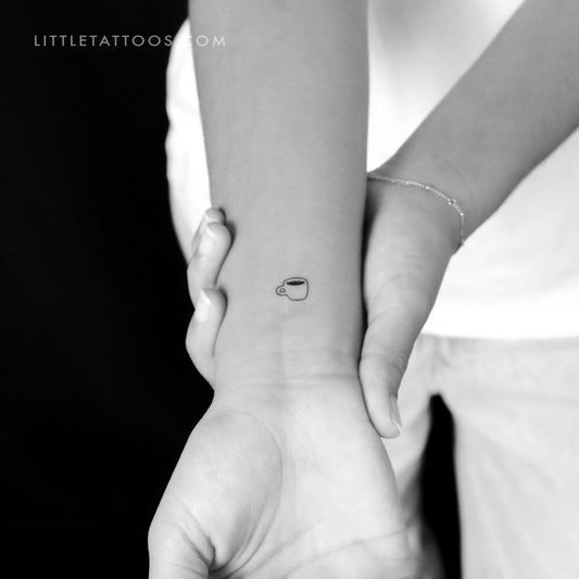 Tiny Coffee Mug Temporary Tattoo - Set of 3