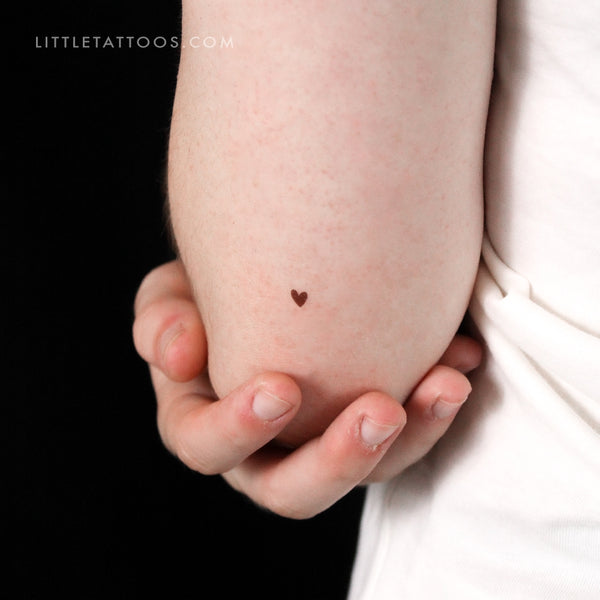 Hand-Drawn Brown Heart Temporary Tattoo - Set of 3