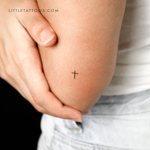 Small Minimalist Cross Temporary Tattoo - Set of 3