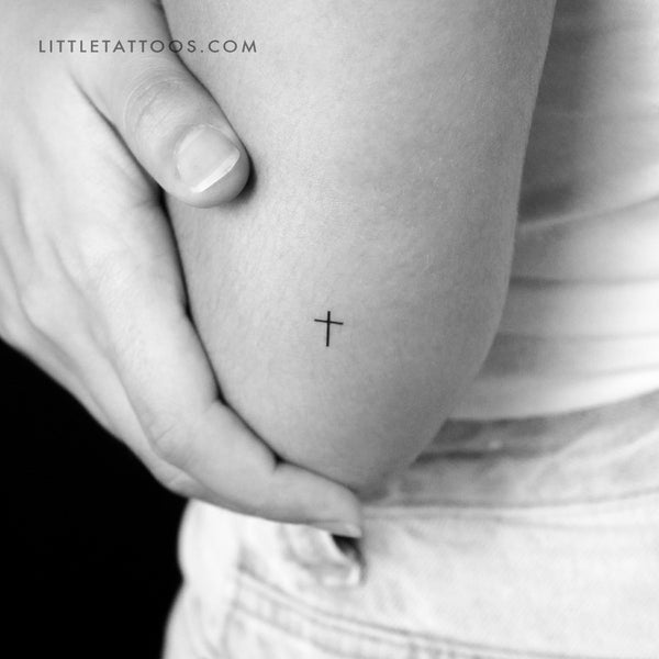 Small Minimalist Cross Temporary Tattoo - Set of 3