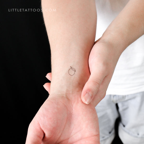 Tiny Single Line Lemon Temporary Tattoo - Set of 3
