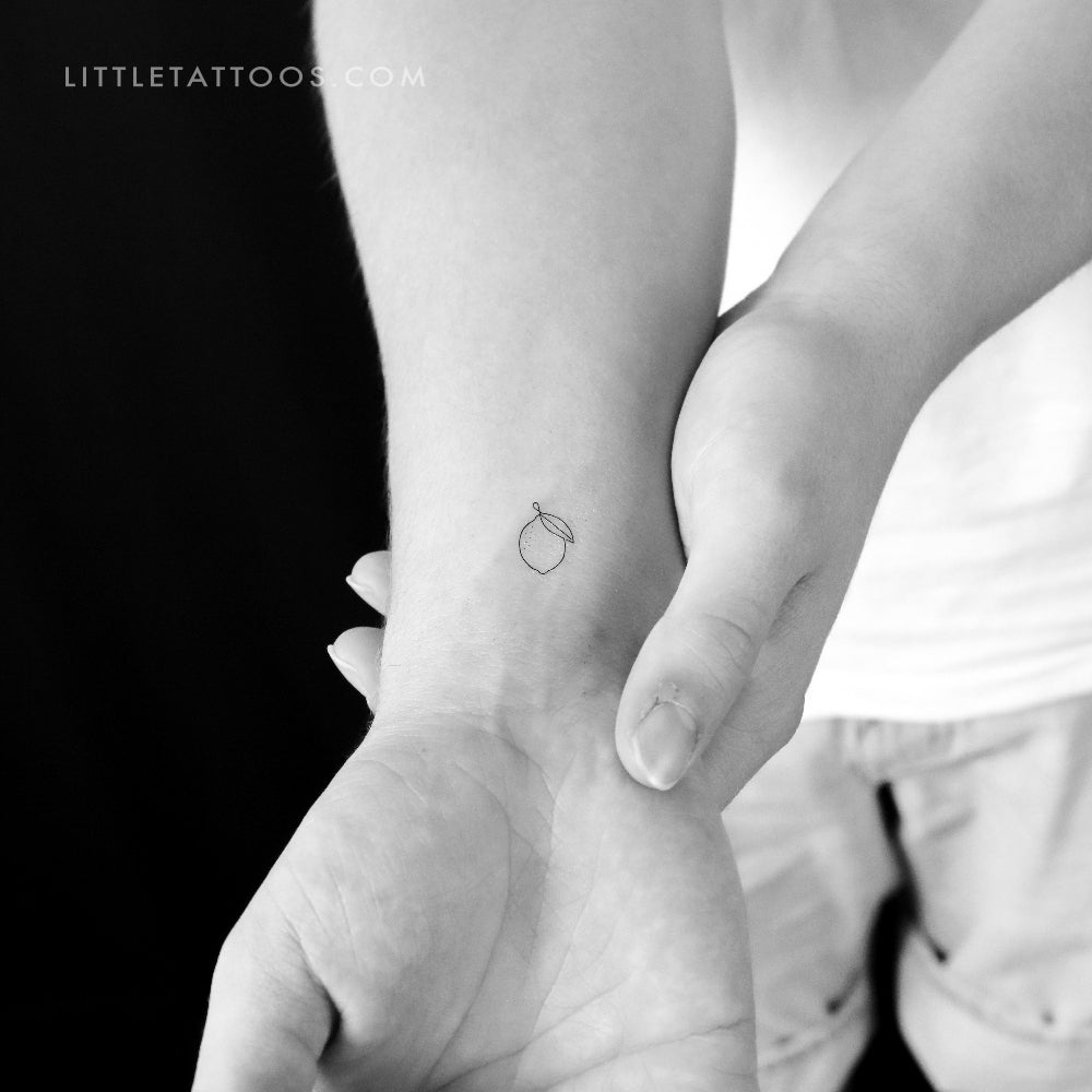 Tatuaje temporal de limón de una sola línea (juego de 3)