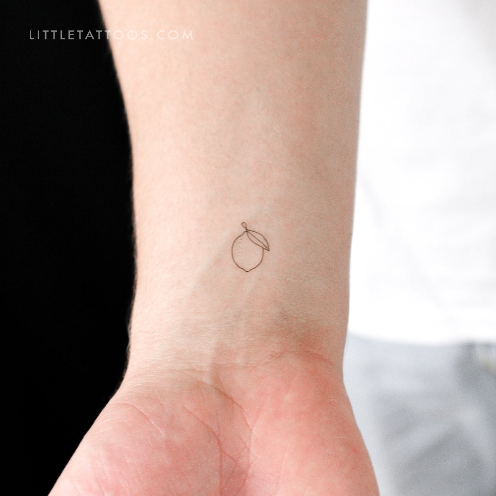 Tatuaje temporal de limón de una sola línea (juego de 3)