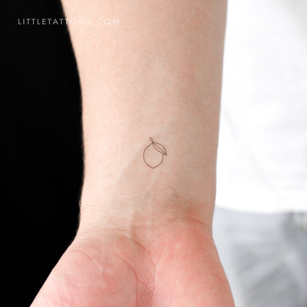 Tiny Single Line Lemon Temporary Tattoo - Set of 3