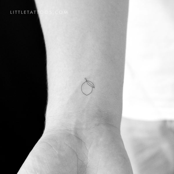 Tiny Single Line Lemon Temporary Tattoo - Set of 3