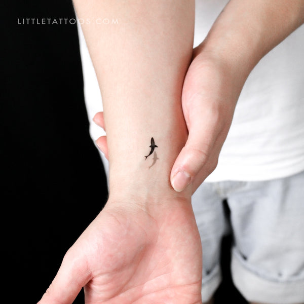 Little Shark And Shadow Temporary Tattoo - Set of 3