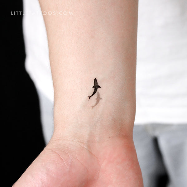 Little Shark And Shadow Temporary Tattoo - Set of 3
