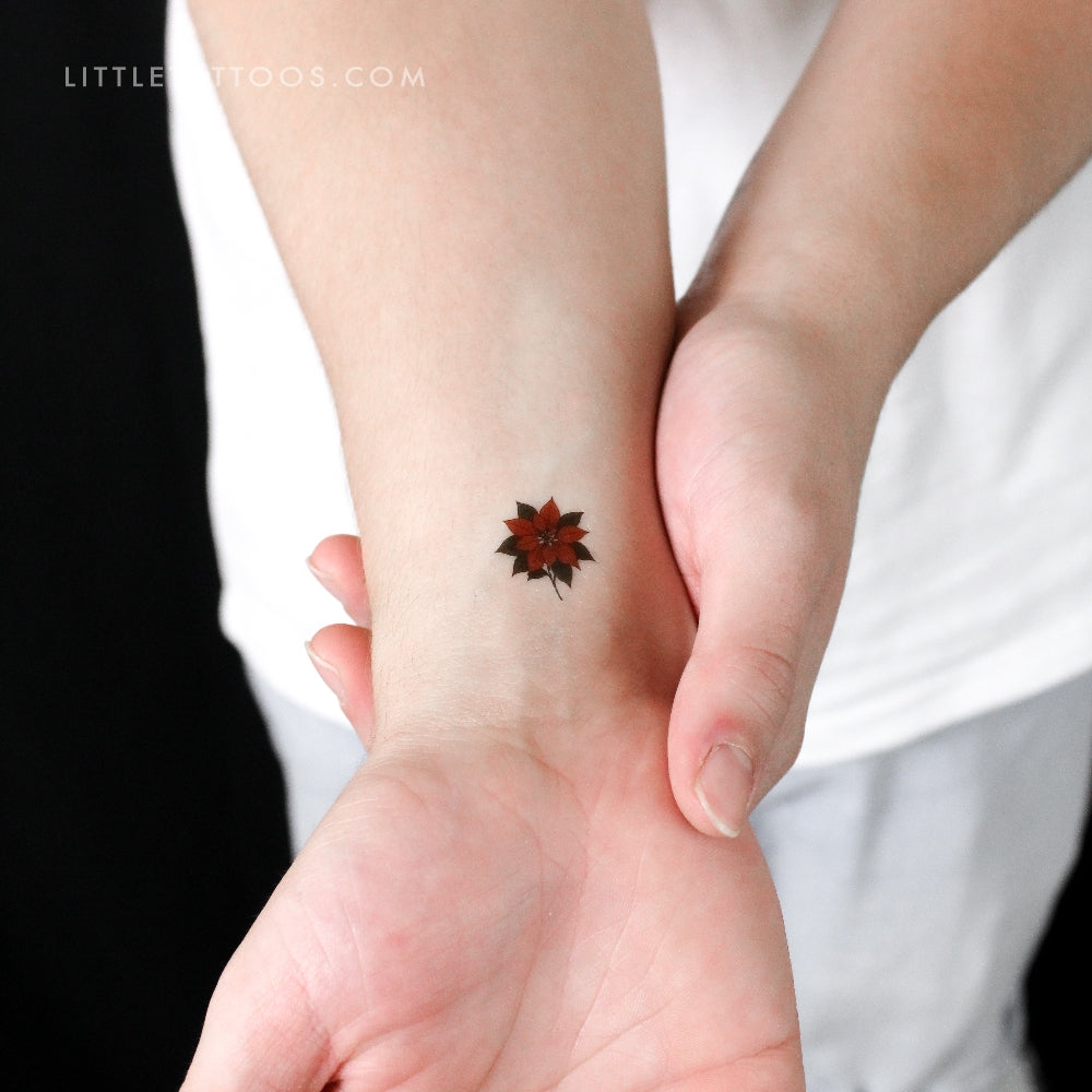 Tatuaje temporal de flor de Pascua - Juego de 3