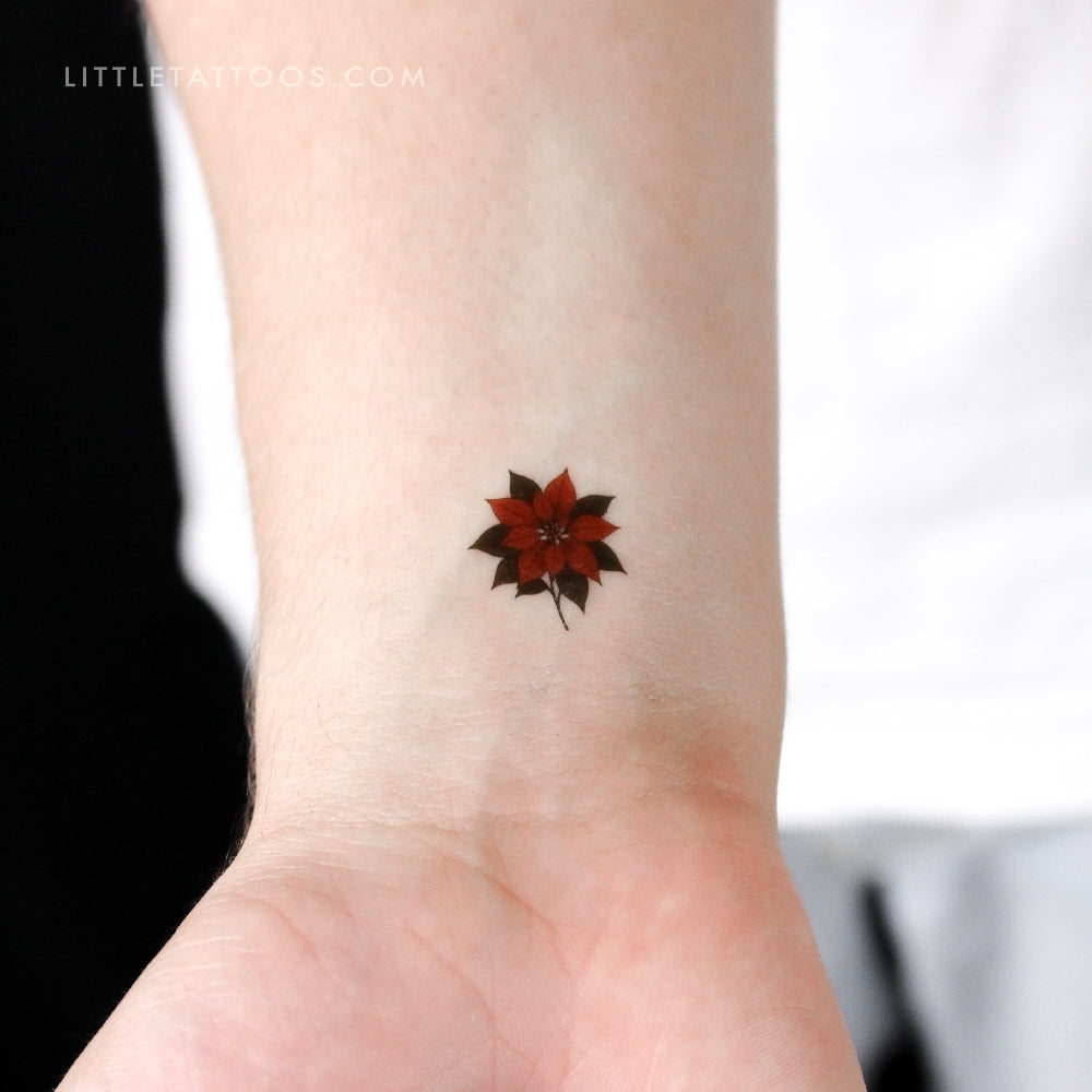 Tatuaje temporal de flor de Pascua - Juego de 3
