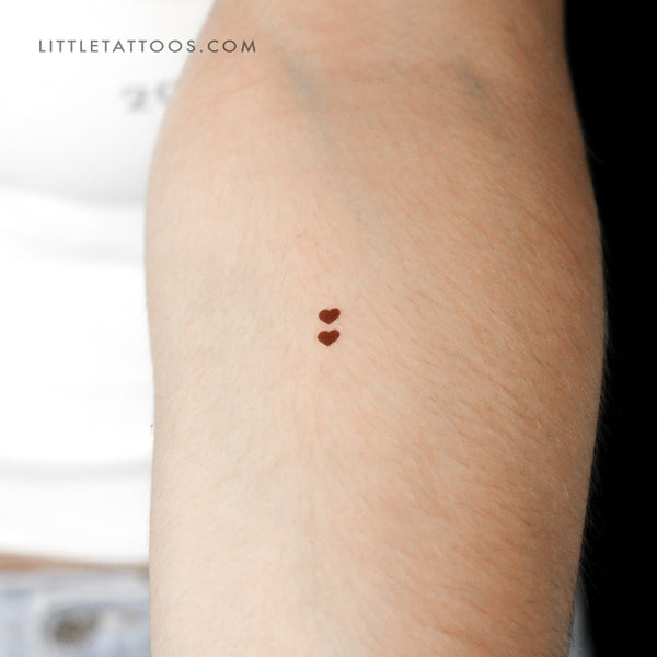 Two Tiny Brown Hearts Temporary Tattoo - Set of 3