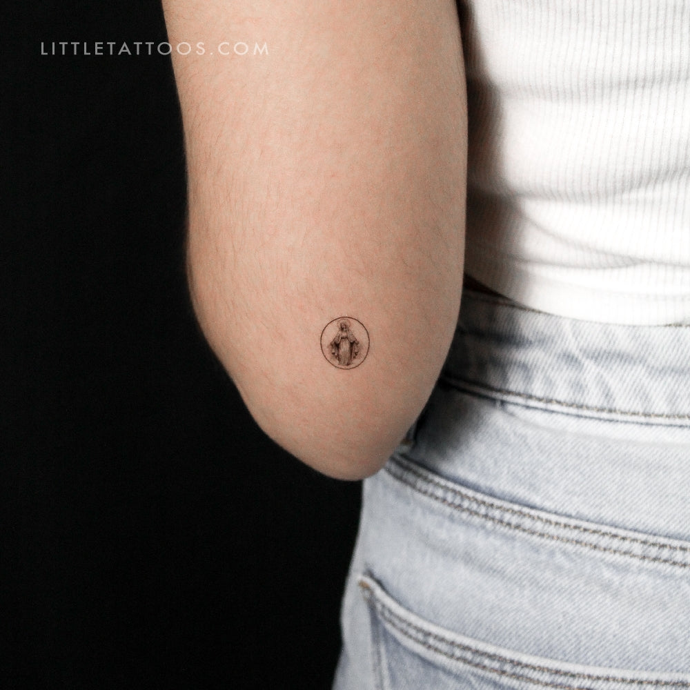 Tatuaje temporal de la Medalla de la Virgen María - Juego de 3