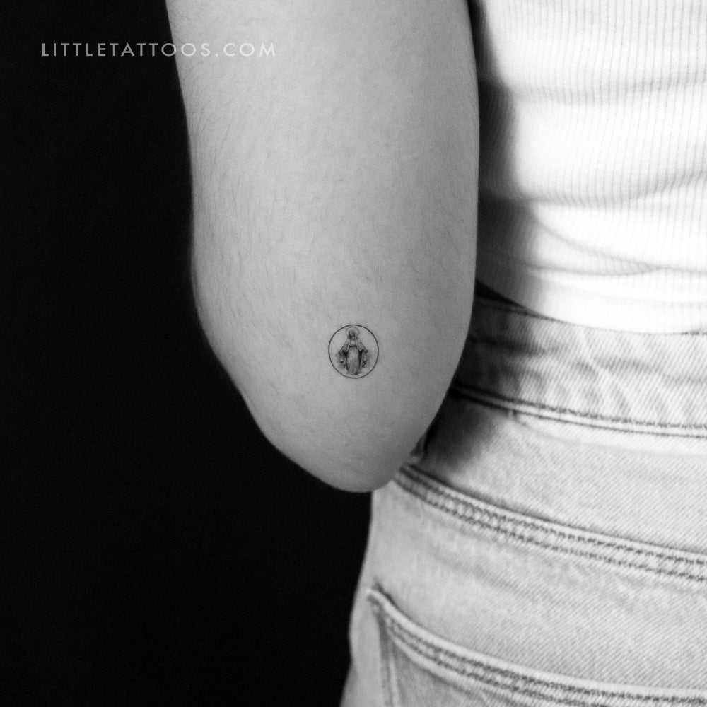 Tatuaje temporal de la Medalla de la Virgen María - Juego de 3