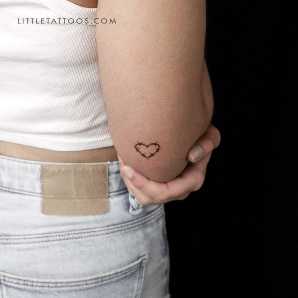Tatuaje temporal de alambre de púas en forma de corazón (juego de 3)
