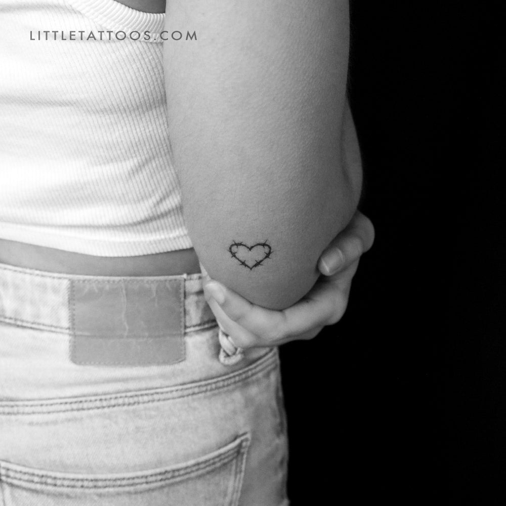 Tatuaje temporal de alambre de púas en forma de corazón (juego de 3)