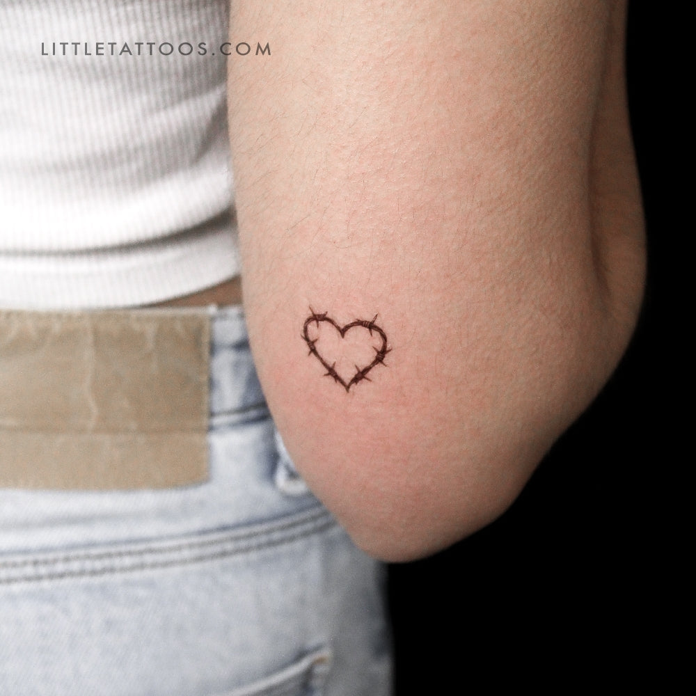 Tatuaje temporal de alambre de púas en forma de corazón (juego de 3)