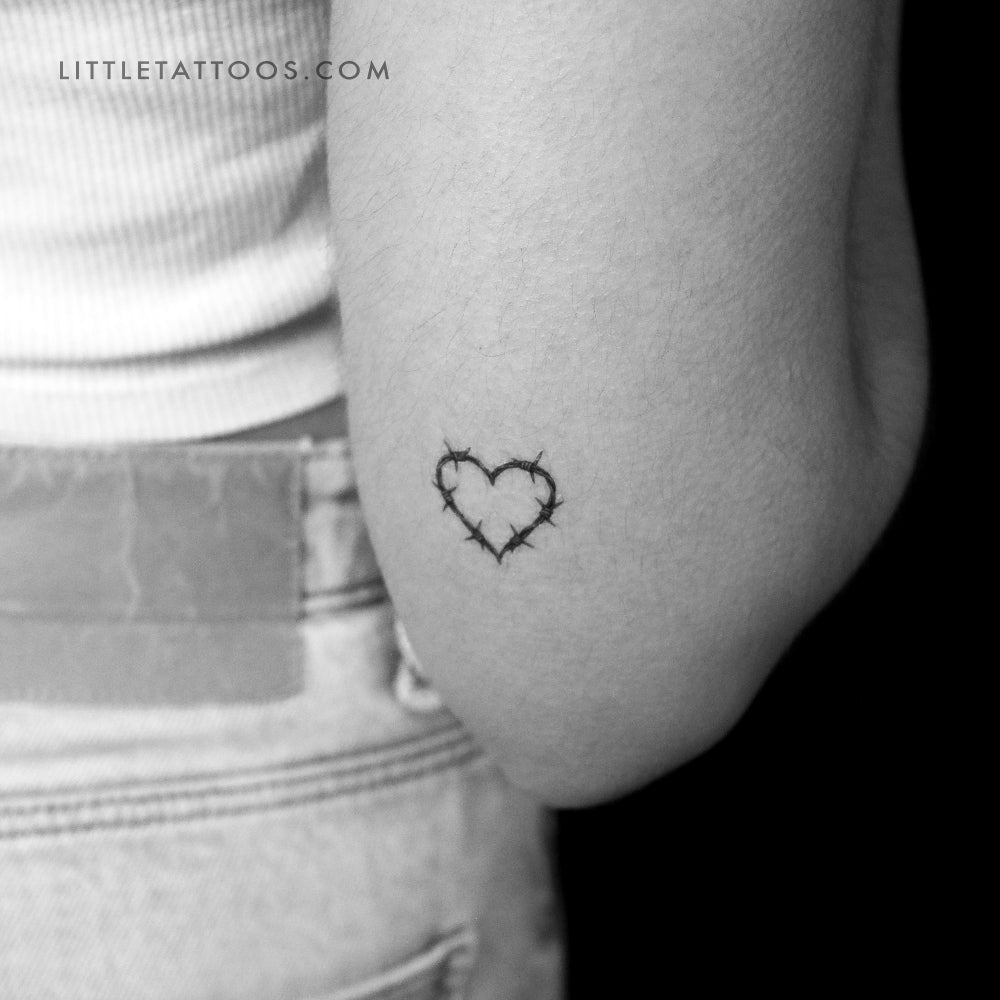 Tatuaje temporal de alambre de púas en forma de corazón (juego de 3)
