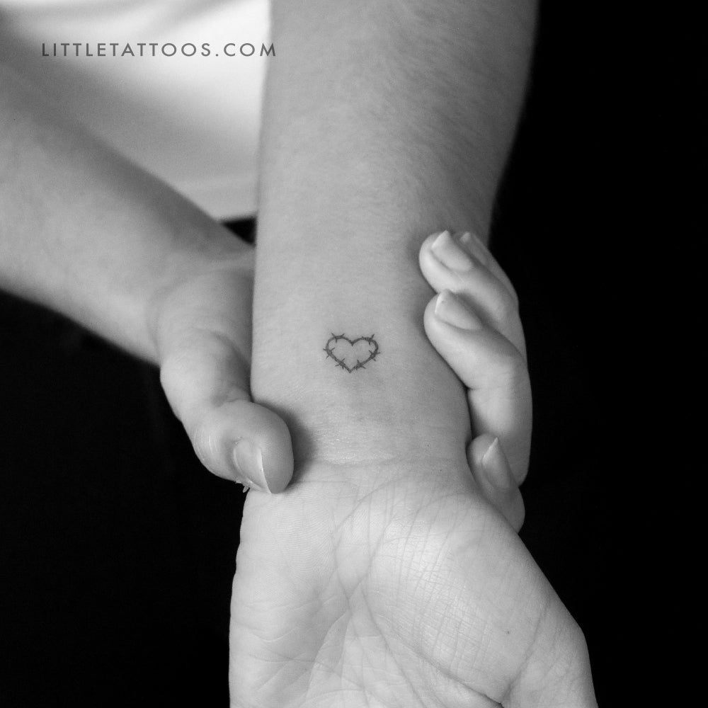 Little Barbed Wire Heart Temporary Tattoo - Set of 3