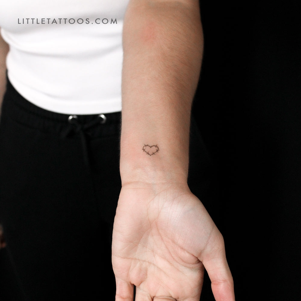 Little Barbed Wire Heart Temporary Tattoo - Set of 3