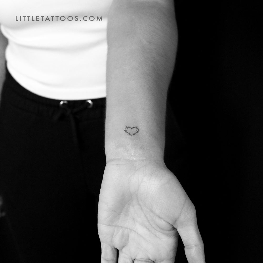 Little Barbed Wire Heart Temporary Tattoo - Set of 3