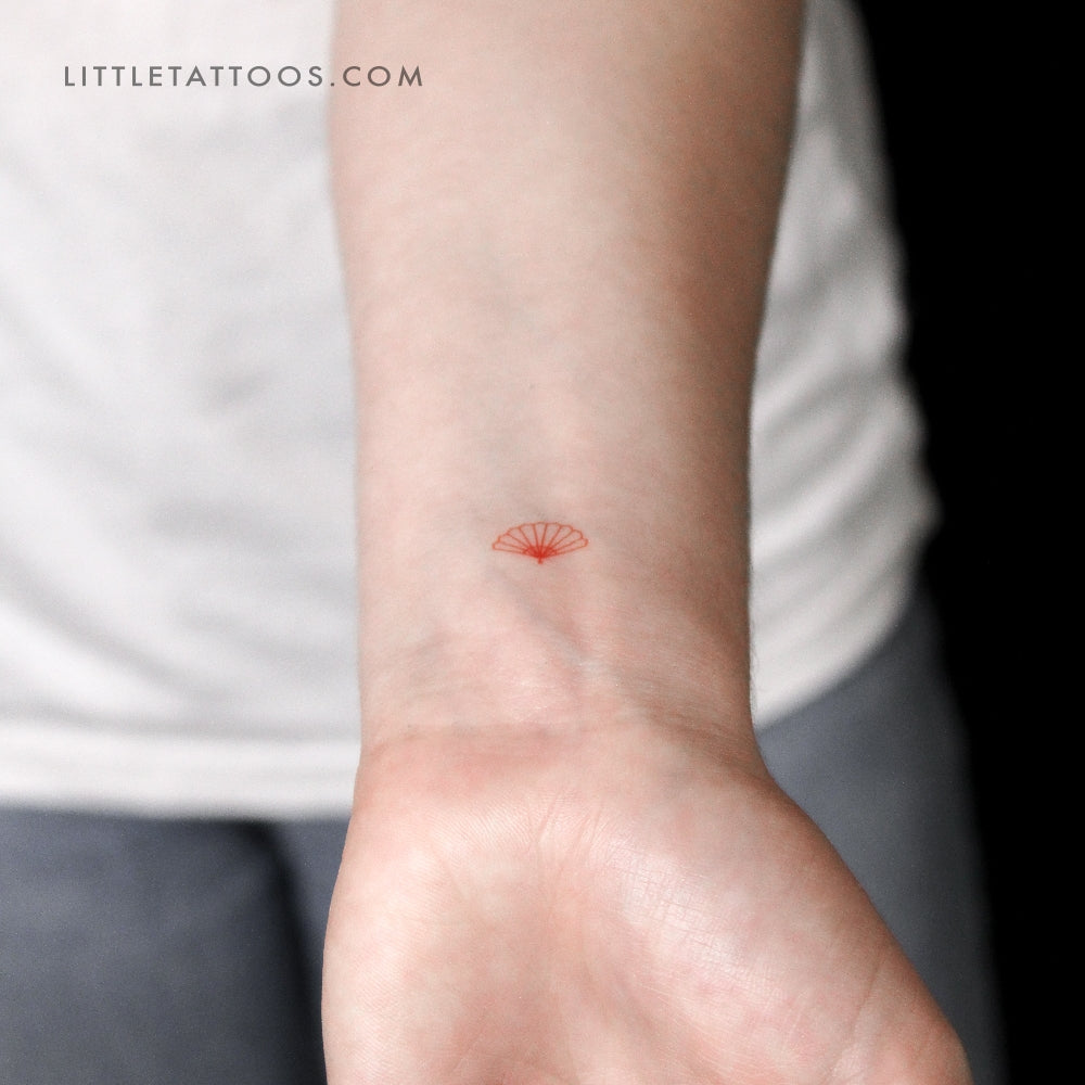 Red Hand Fan Temporary Tattoo - Set of 3