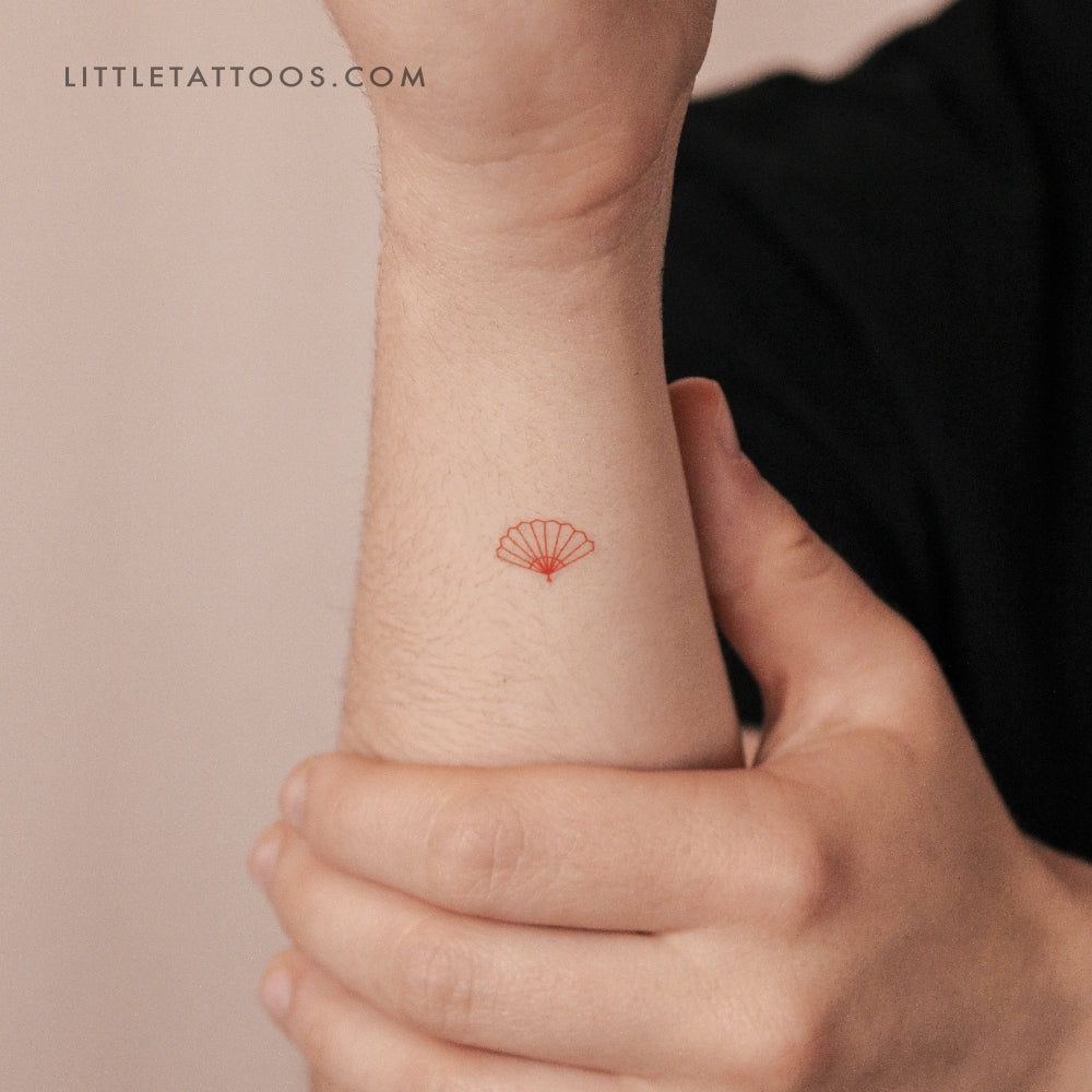 Red Hand Fan Temporary Tattoo - Set of 3