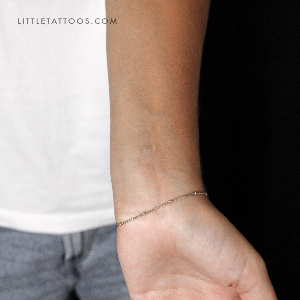 Tiny White Butterfly Temporary Tattoo - Set of 3