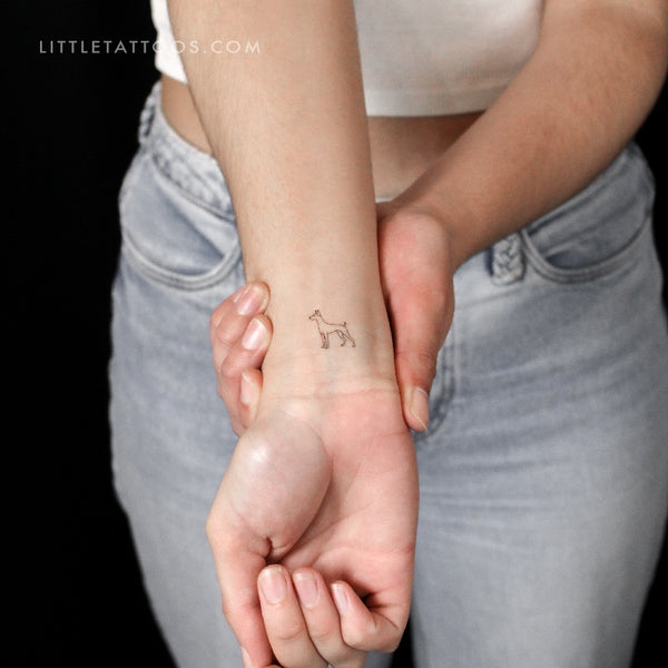 Tatuaje temporal de pinscher de líneas finas - Juego de 3
