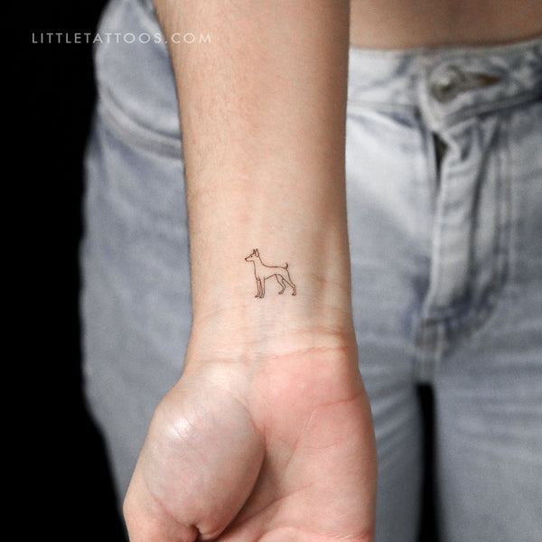 Tatuaje temporal de pinscher de líneas finas - Juego de 3