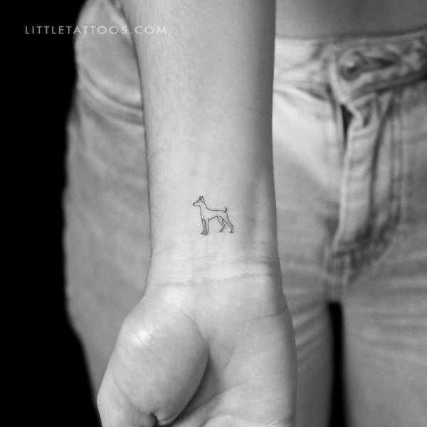 Tatuaje temporal de pinscher de líneas finas - Juego de 3