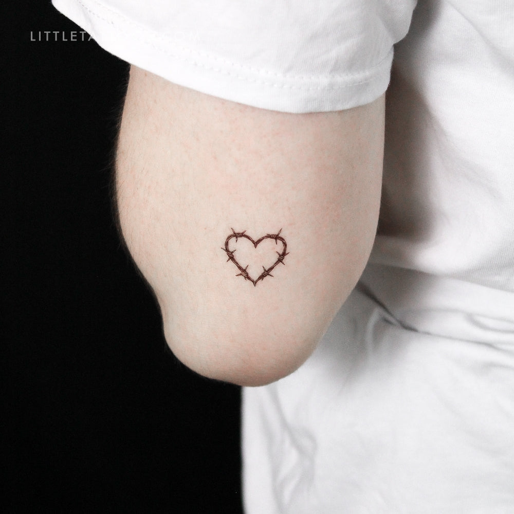 Tatuaje temporal de alambre de púas en forma de corazón (juego de 3)
